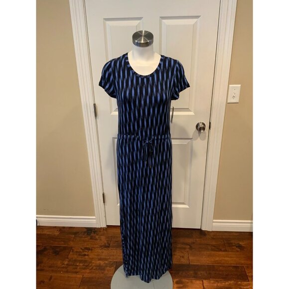 Michael Kors Blue & Black Striped Maxi Dress, Size Small - Picture 1 of 7